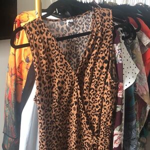 Leopard long wrap dress